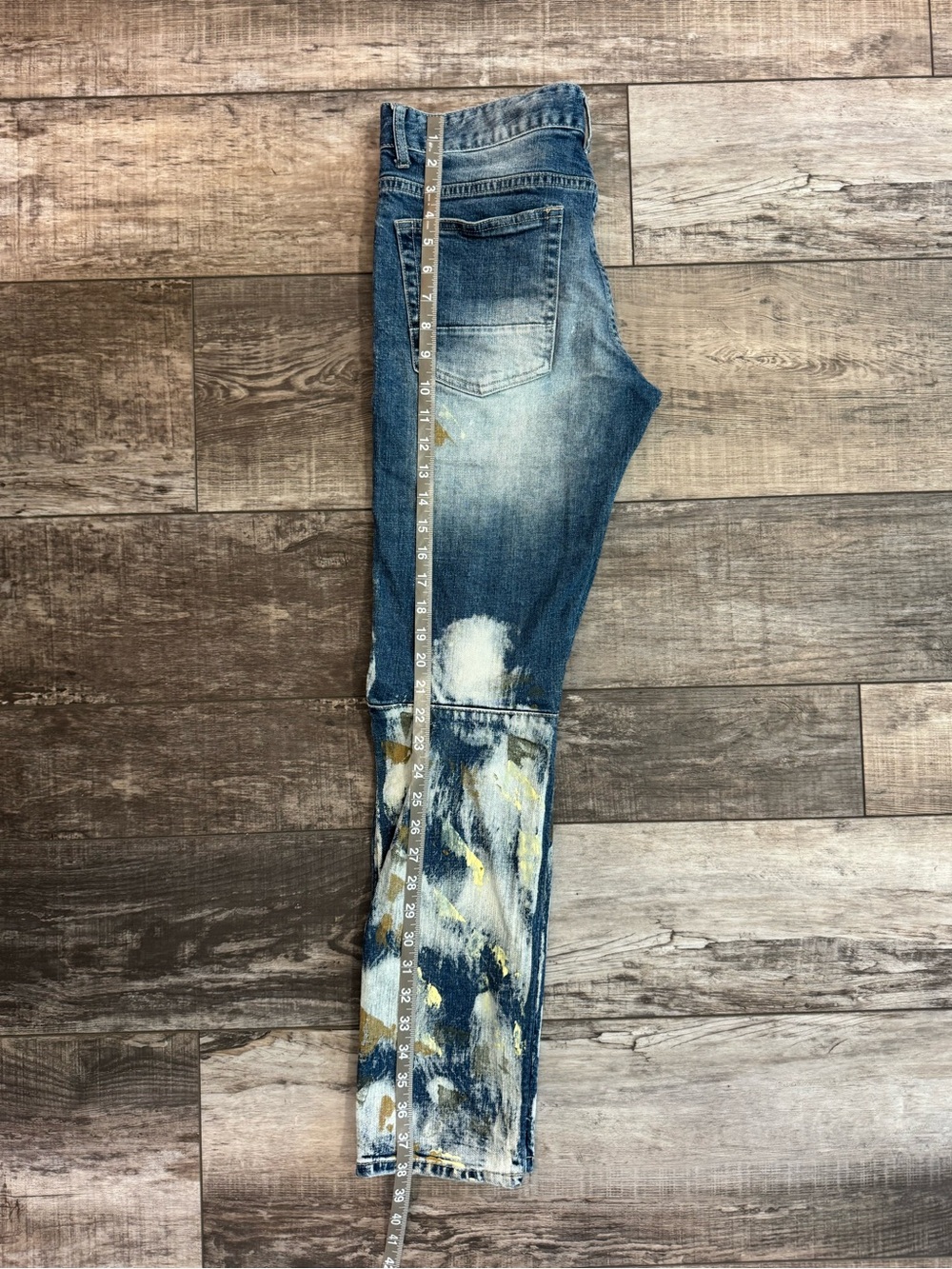 Men's Skinny/Strt Distressed Blue Paint-Detail Jeans Sz 32 - Picture 11 of 11